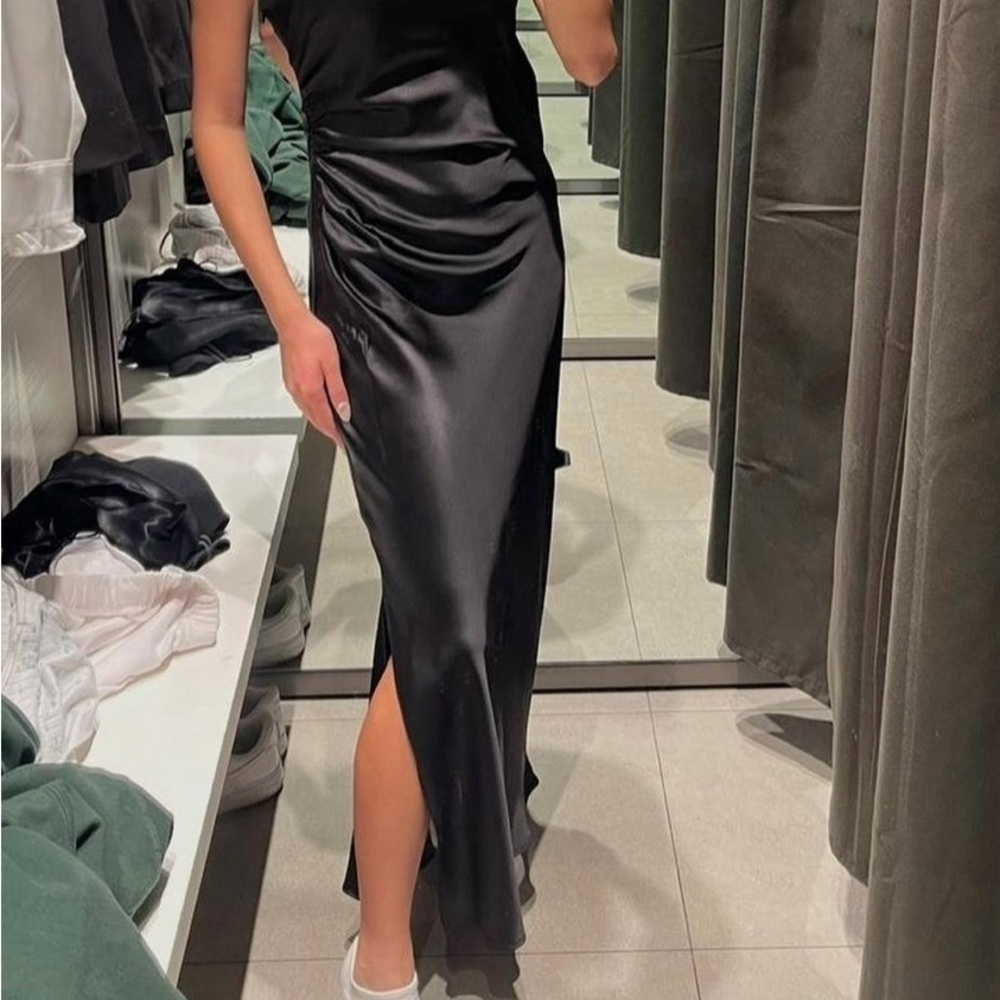 Zara Black Satin Dress